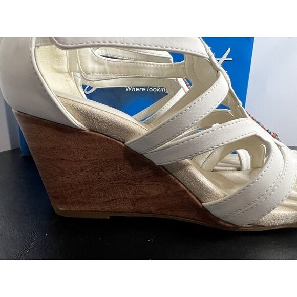 Easy Street Womens Unity Open Toe Casual Platform Sandals White Size 10M - Picture 4 of 16